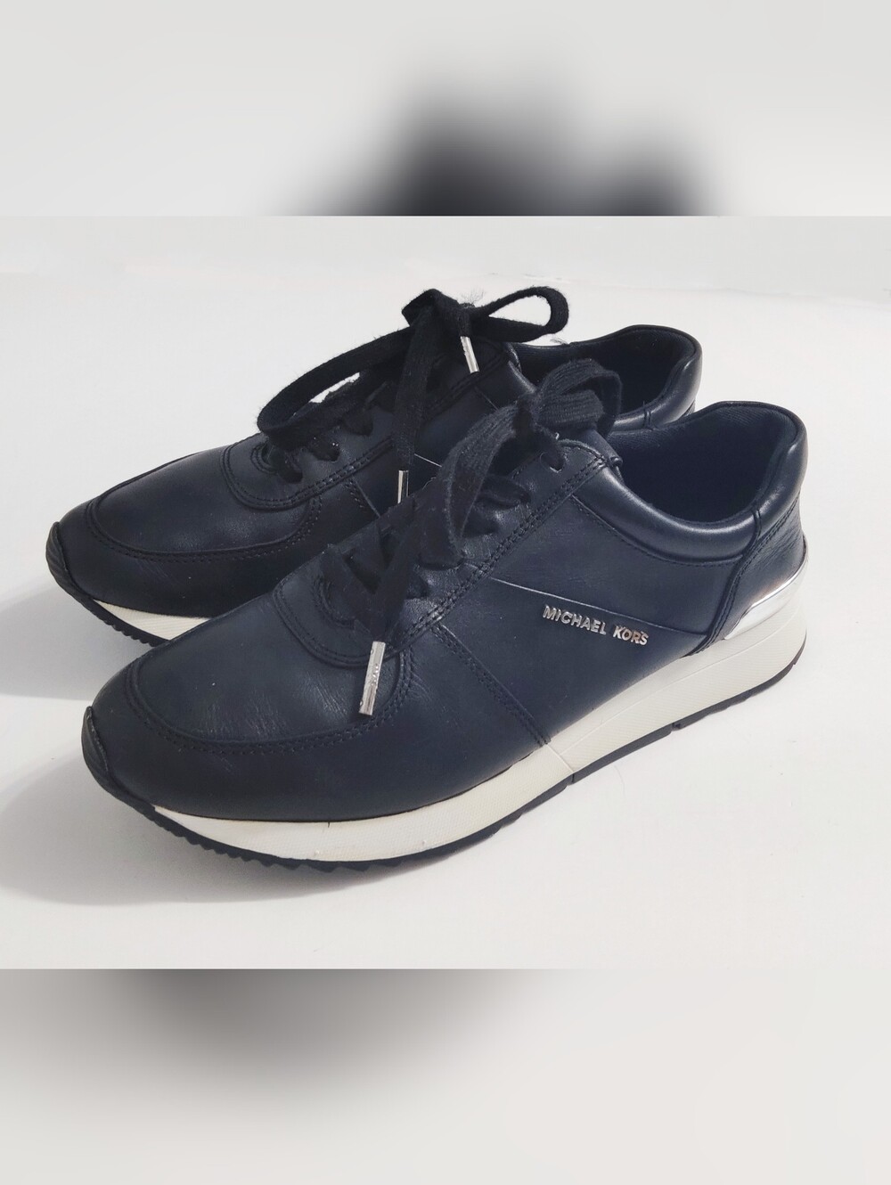 Michael Kors Black Leather Sneakers. Size 7M US. Pre-owned.